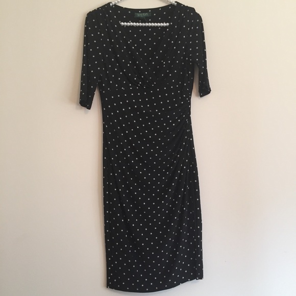 Lauren Ralph Lauren Dresses & Skirts - Ralph Lauren black dress w/ stars faux wrap